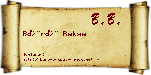 Báró Baksa névjegykártya