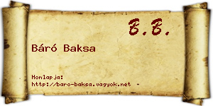 Báró Baksa névjegykártya